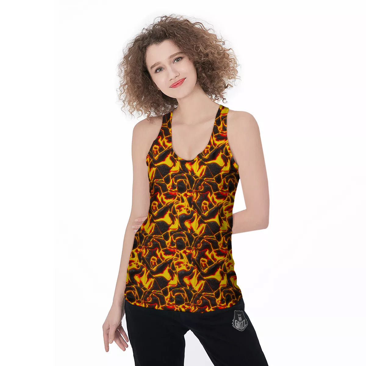 Abstract Lava And Fire Texture Print Women's Racerback Tank Top-grizzshop
