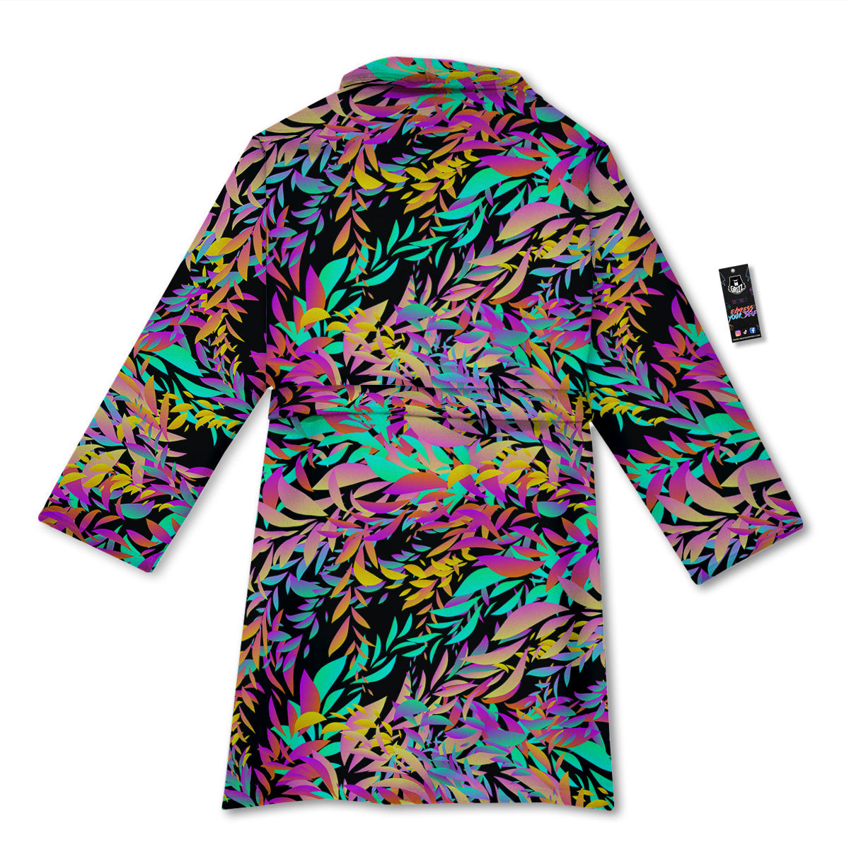 Abstract Leaf Neon Print Pattern Bathrobe-grizzshop