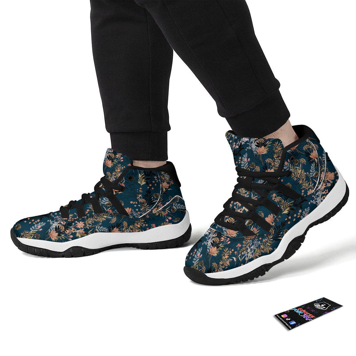 Abstract Leaf Neon Print Pattern Black Bball Shoes-grizzshop