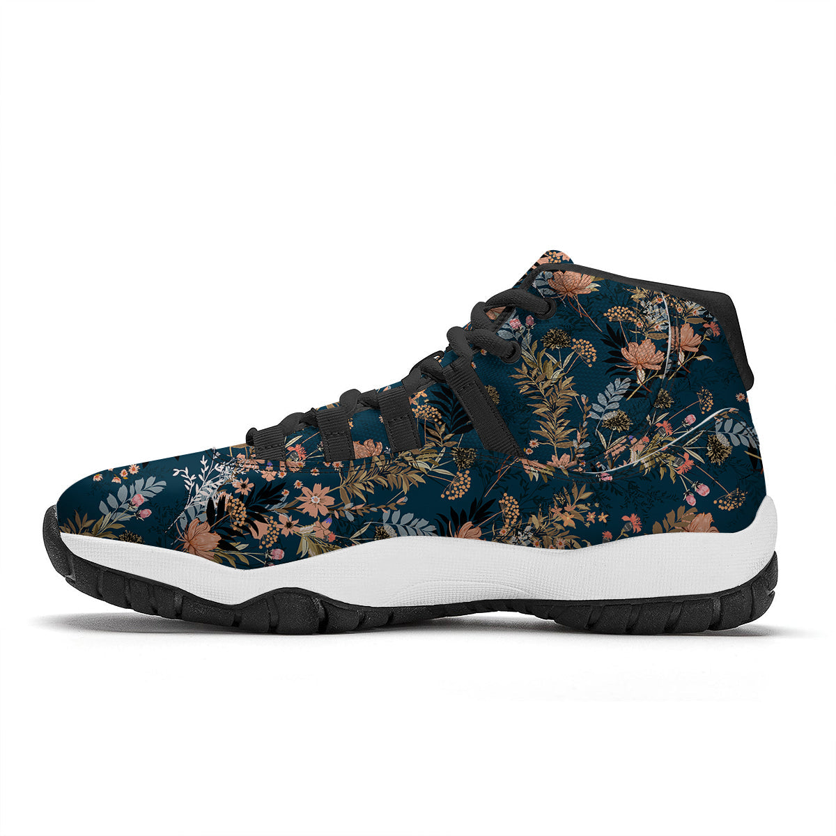 Abstract Leaf Neon Print Pattern Black Bball Shoes-grizzshop