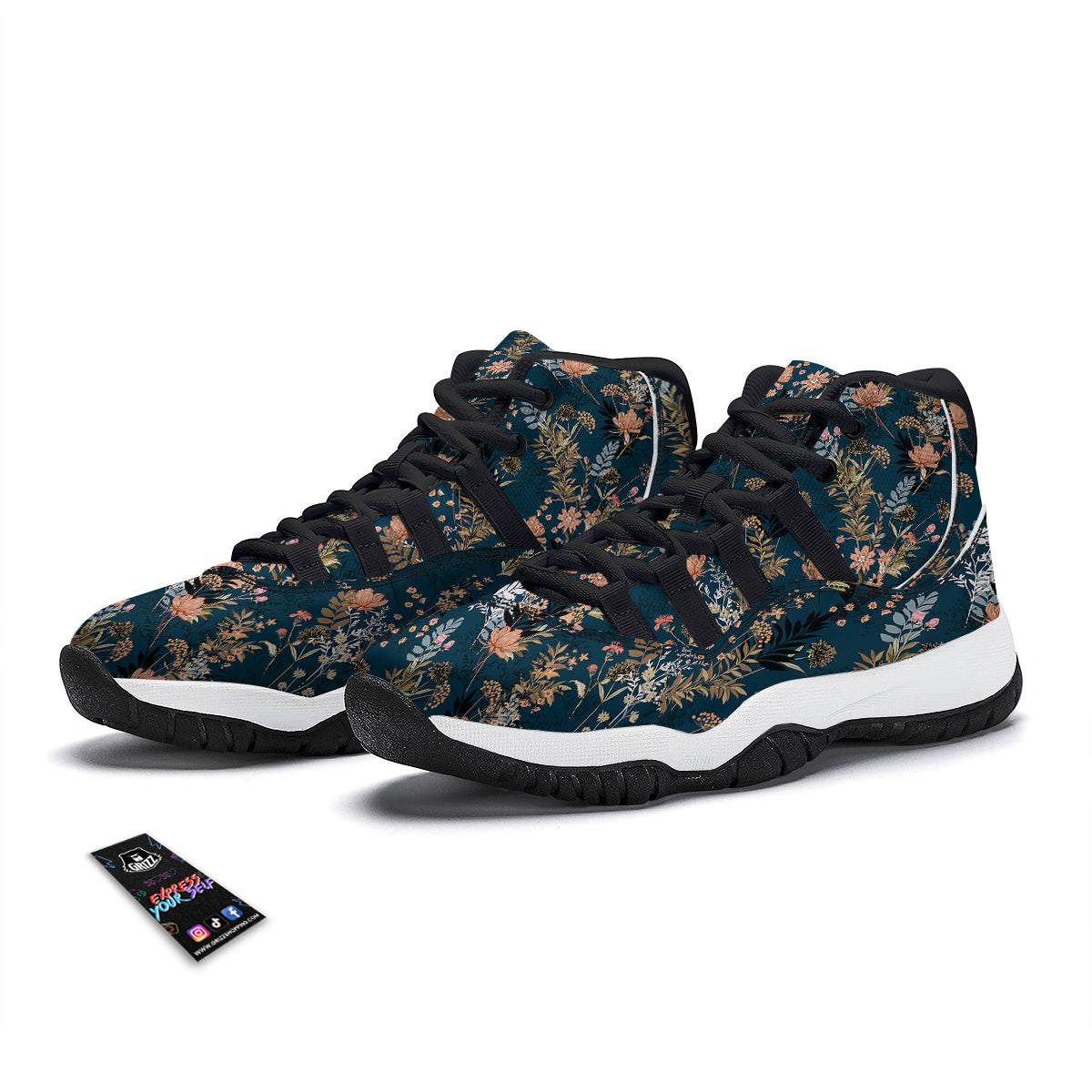 Abstract Leaf Neon Print Pattern Black Bball Shoes-grizzshop