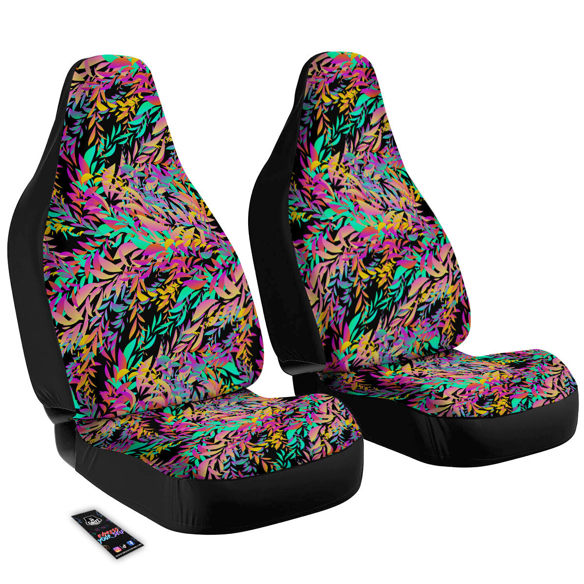 Abstract Leaf Neon Print Pattern Car Seat Covers-grizzshop