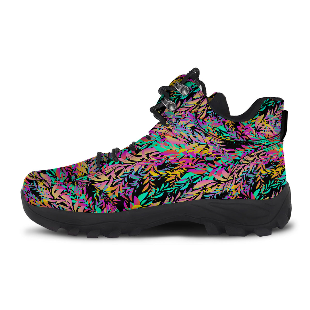 Abstract Leaf Neon Print Pattern Hiking Shoes-grizzshop