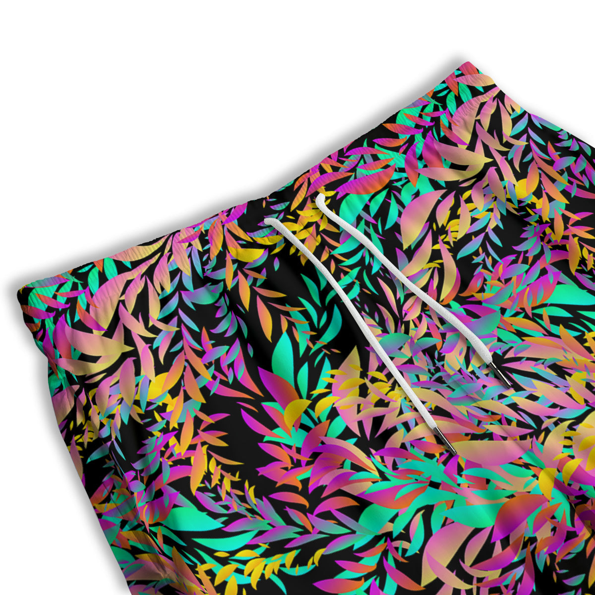 Abstract Leaf Neon Print Pattern Men's Athletic Shorts