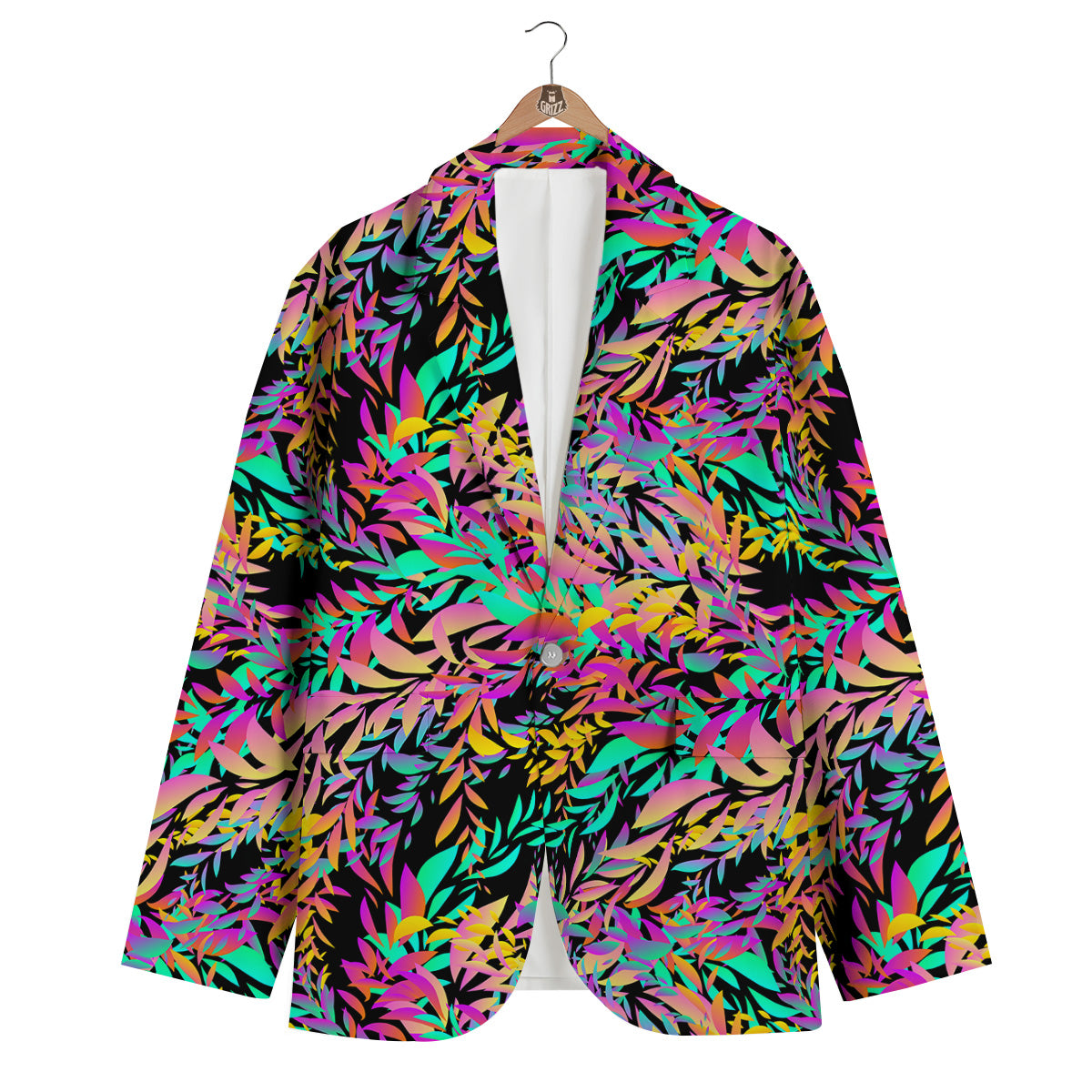 Abstract Leaf Neon Print Pattern Men's Blazer-grizzshop