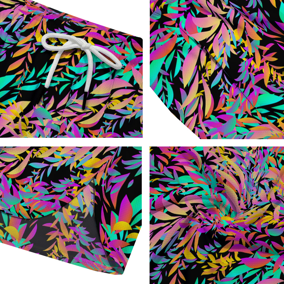 Abstract Leaf Neon Print Pattern Men's Running Shorts-grizzshop