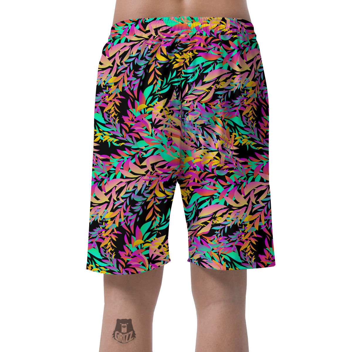 Abstract Leaf Neon Print Pattern Men's Shorts-grizzshop