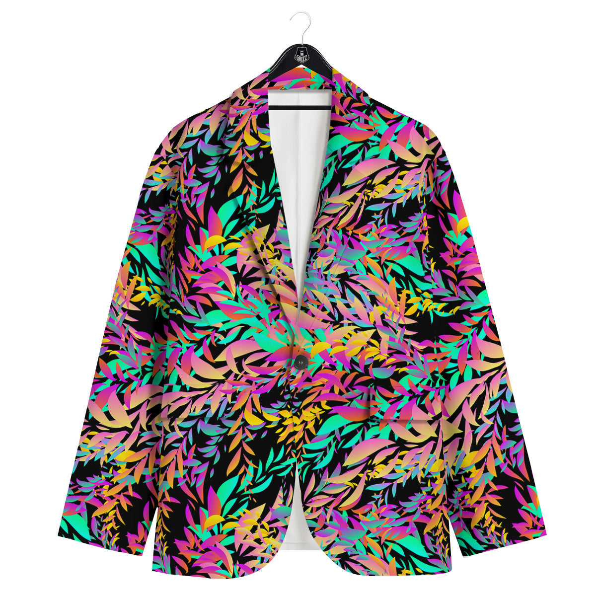Abstract Leaf Neon Print Pattern Men's Sport Coat-grizzshop