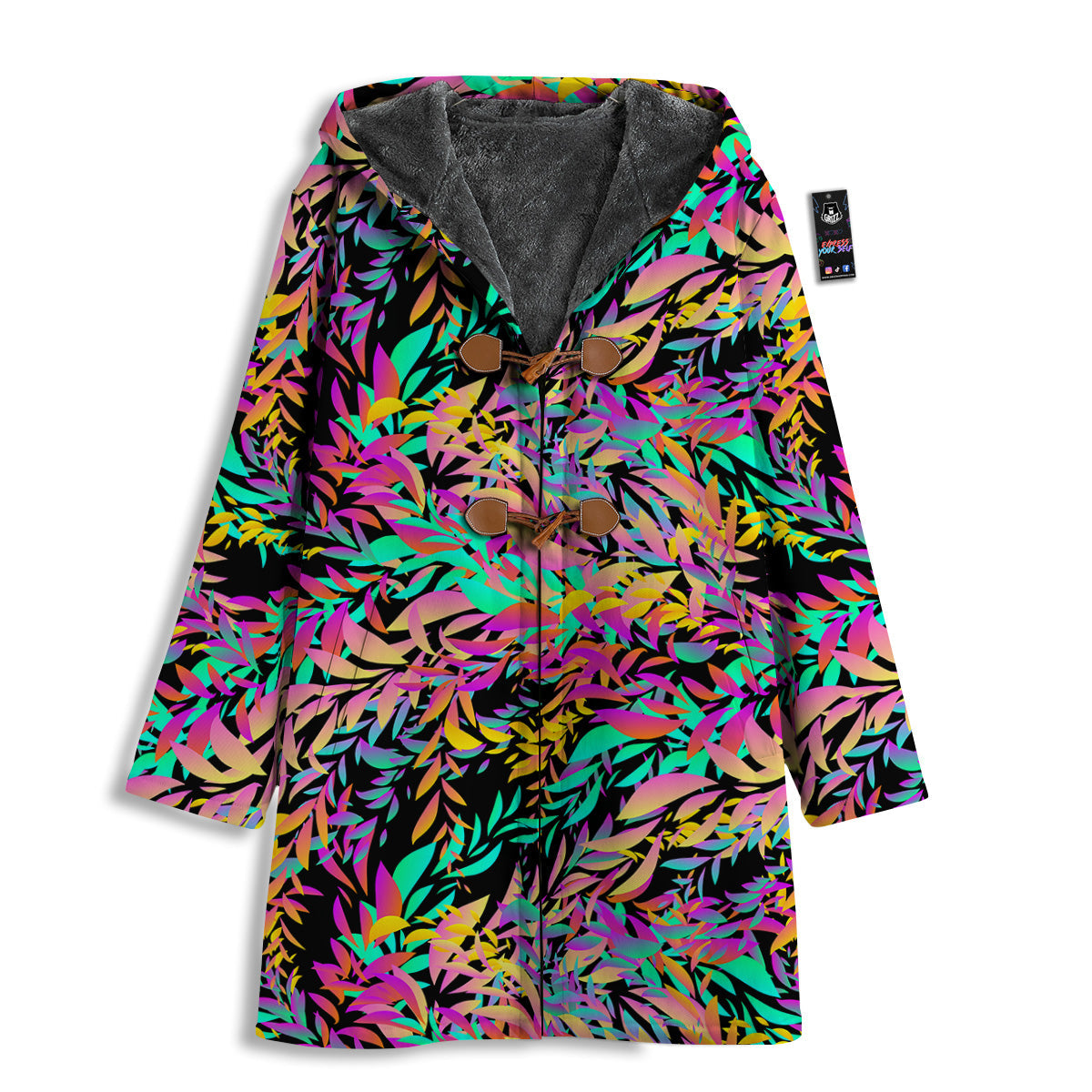 Abstract Leaf Neon Print Pattern Men's Windbreaker Jacket-grizzshop