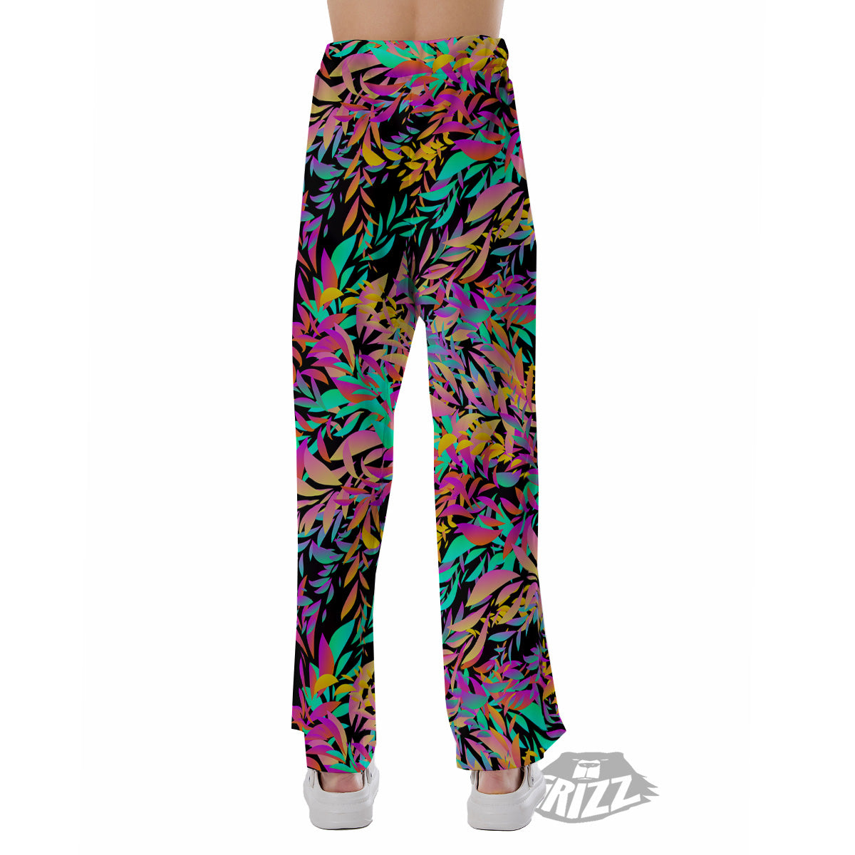 Abstract Leaf Neon Print Pattern Pajama Pants-grizzshop