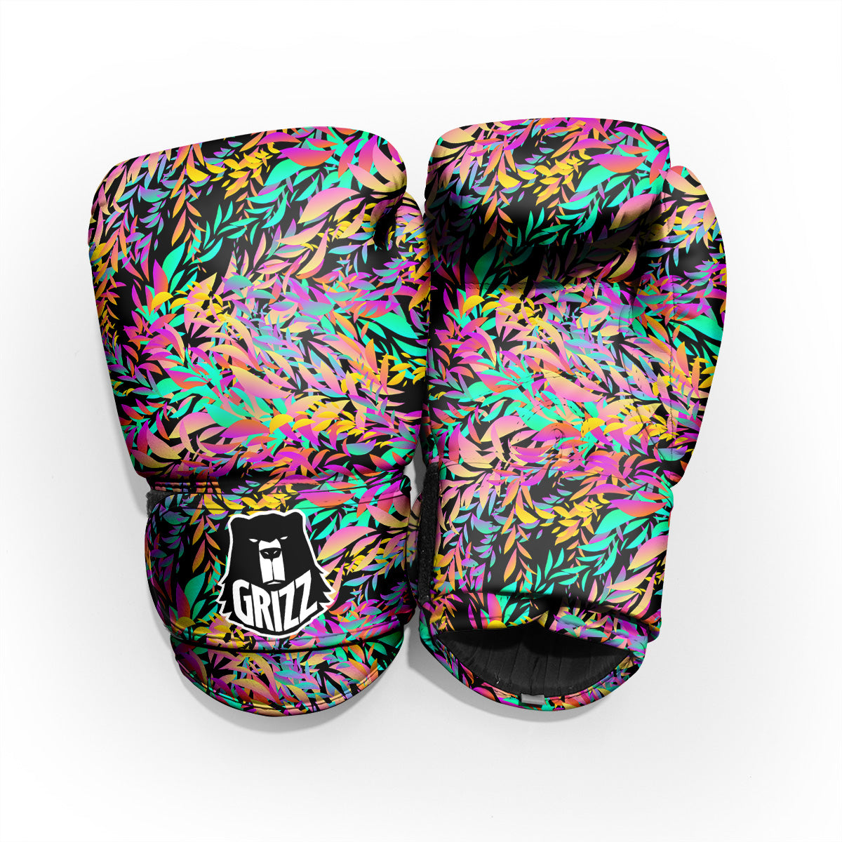 Abstract Leaf Neon Print Pattern Pro Boxing Glove