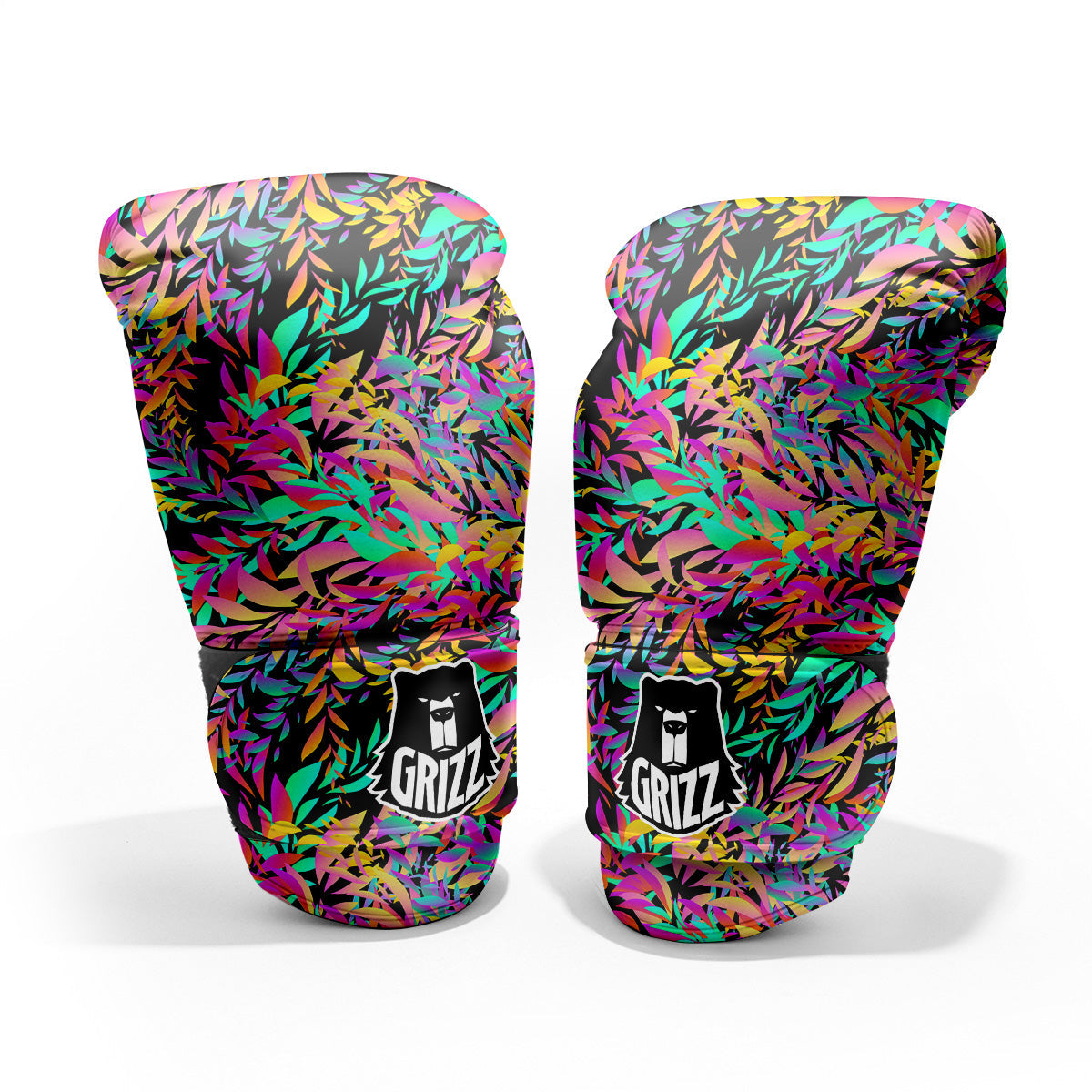 Abstract Leaf Neon Print Pattern Pro Boxing Glove