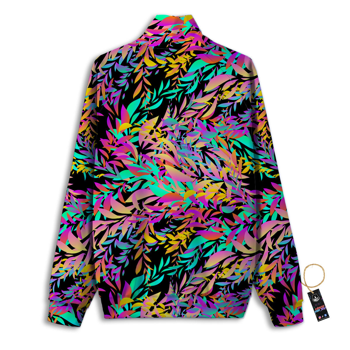 Abstract Leaf Neon Print Pattern Track Jacket-grizzshop
