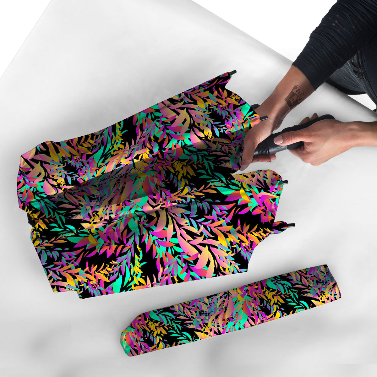 Abstract Leaf Neon Print Pattern Umbrella-grizzshop