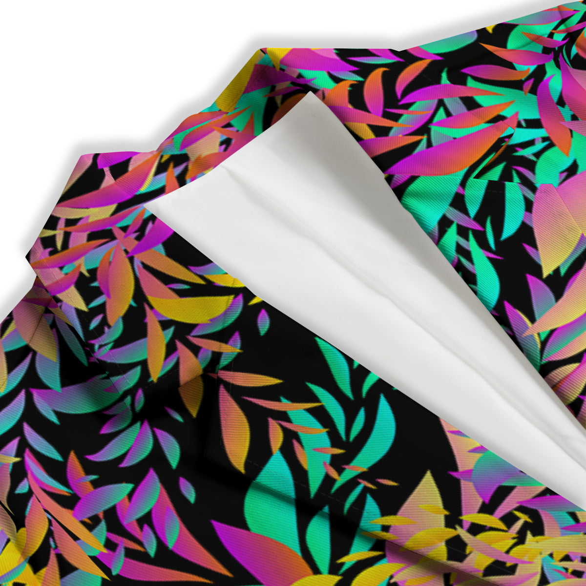 Abstract Leaf Neon Print Pattern Women's Blazer-grizzshop