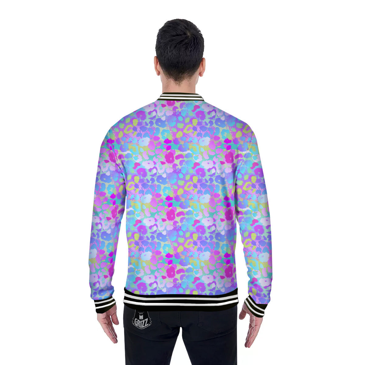 Abstract Leopard Tropical Pastel Print Pattern Baseball Jacket-grizzshop