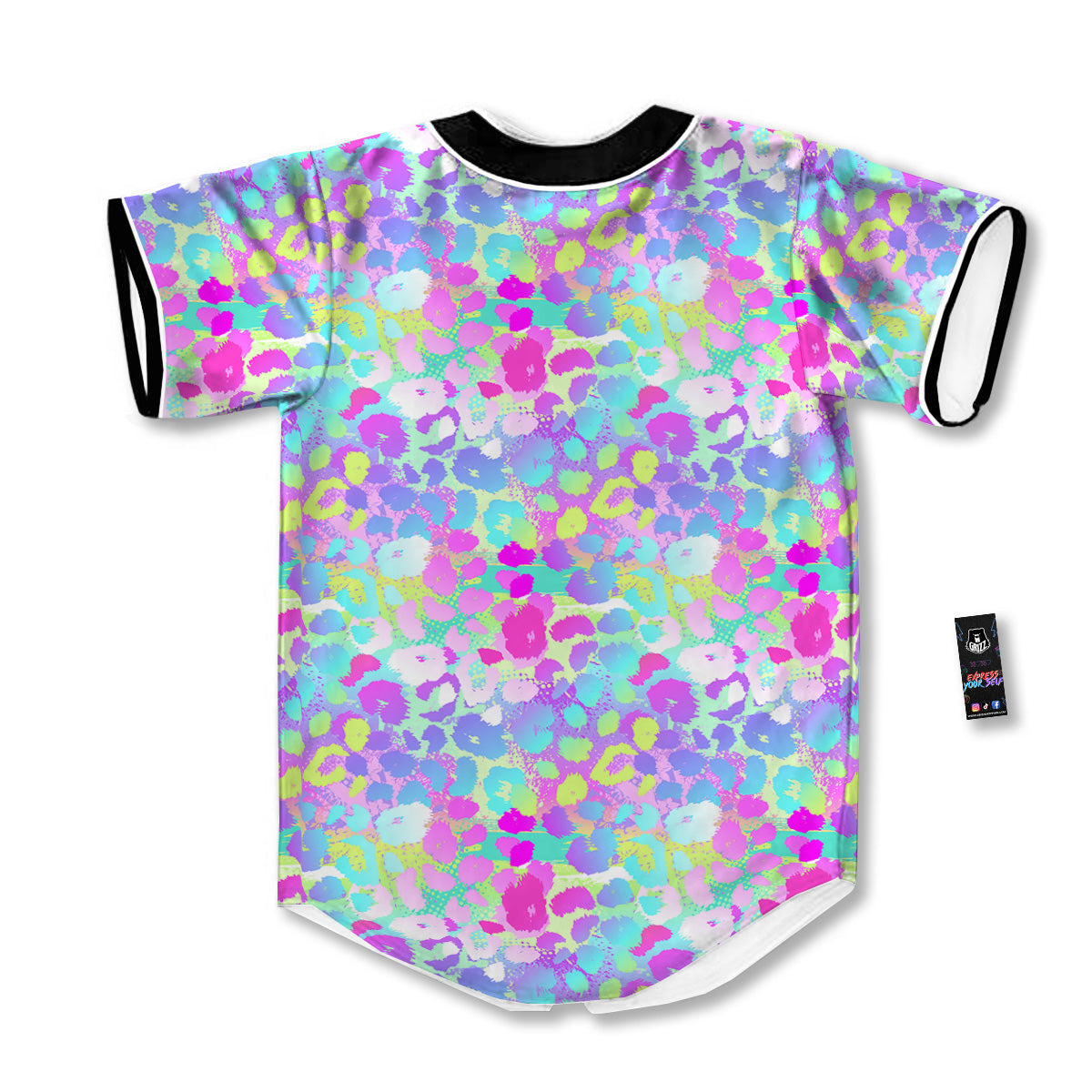 Abstract Leopard Tropical Pastel Print Pattern Baseball Jersey-grizzshop