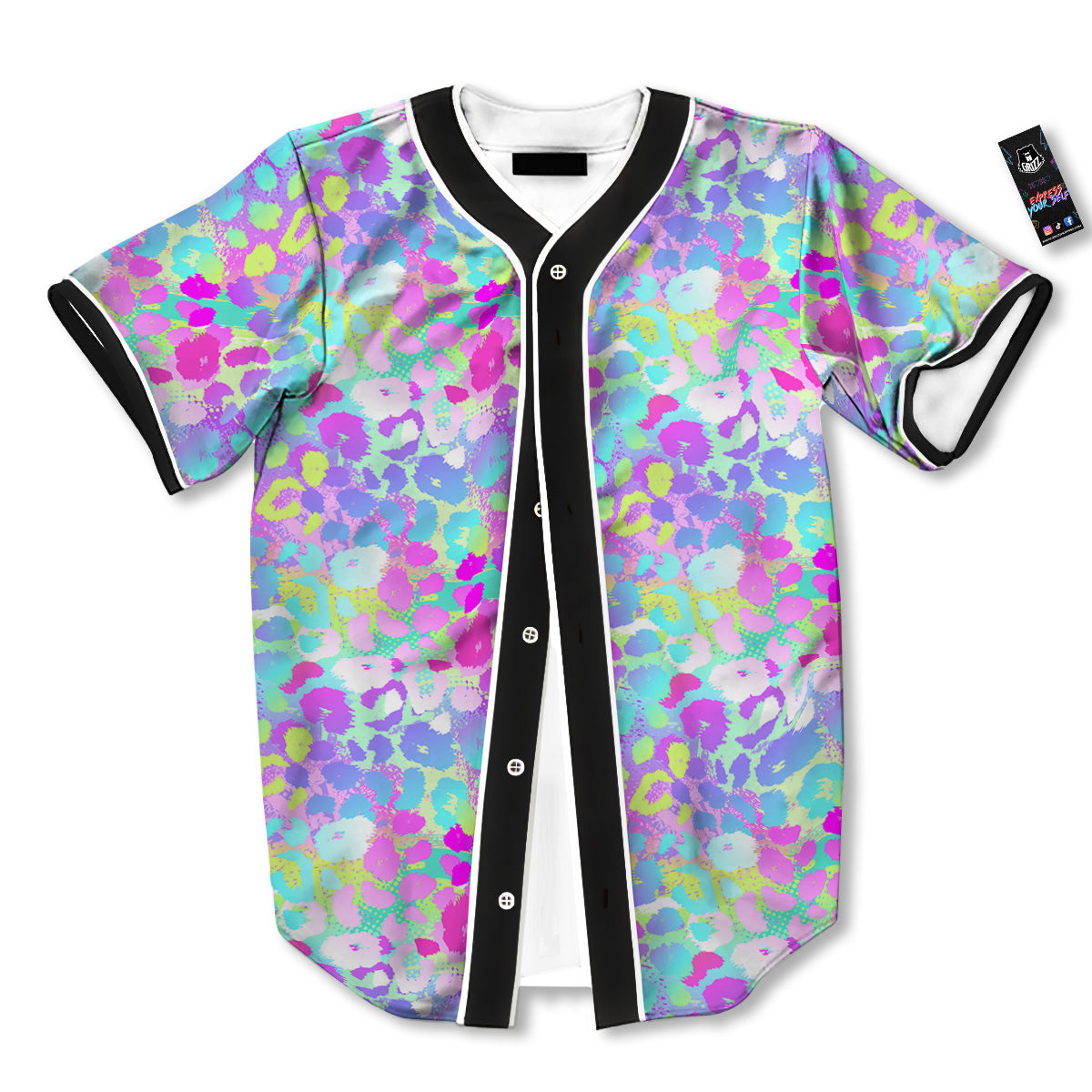 Abstract Leopard Tropical Pastel Print Pattern Baseball Jersey-grizzshop