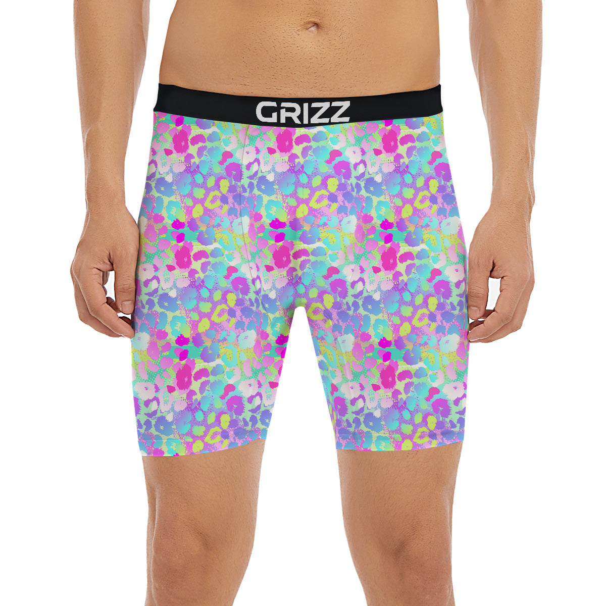Abstract Leopard Tropical Pastel Print Pattern Boxer Briefs-grizzshop
