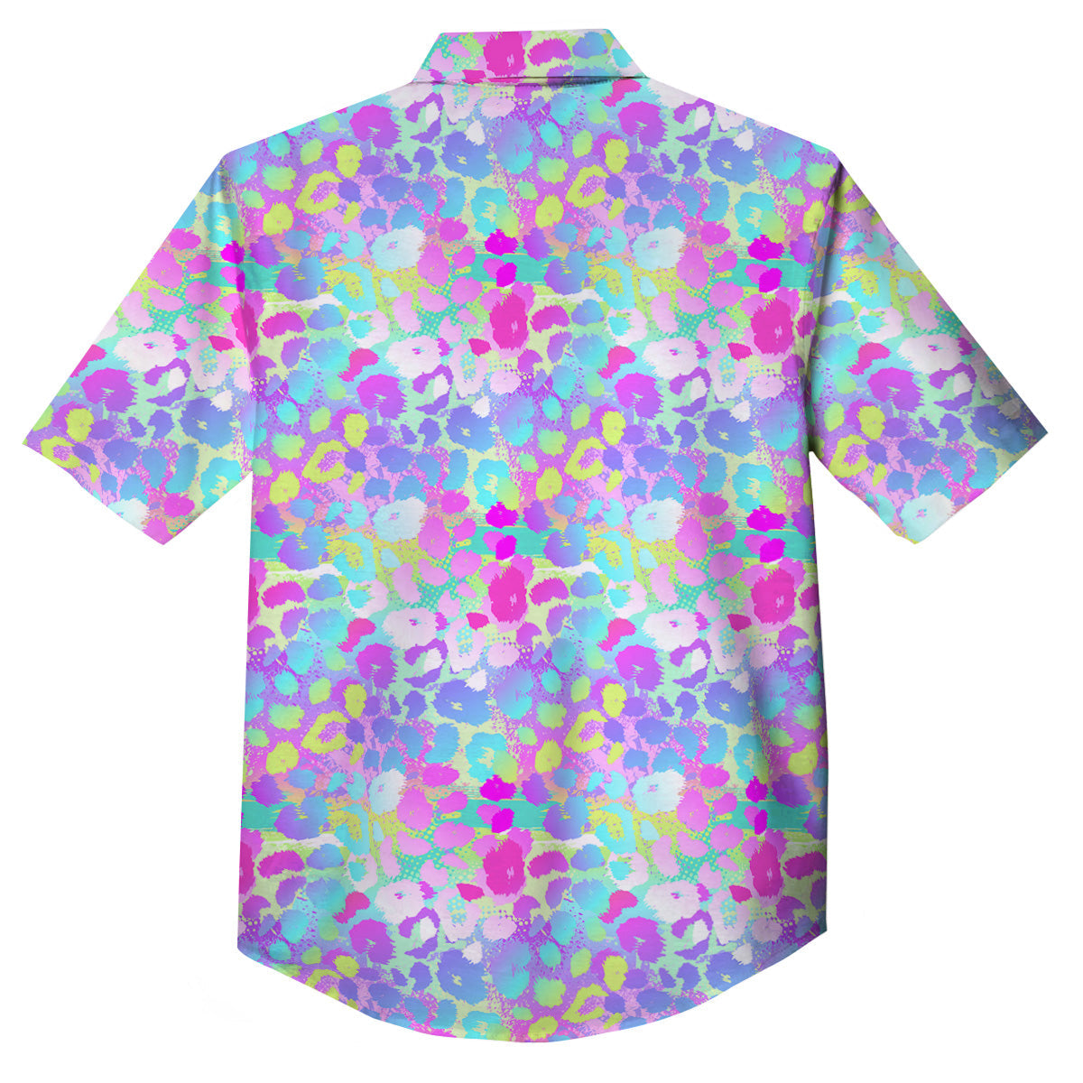Abstract Leopard Tropical Pastel Print Pattern Button Up Shirt-grizzshop