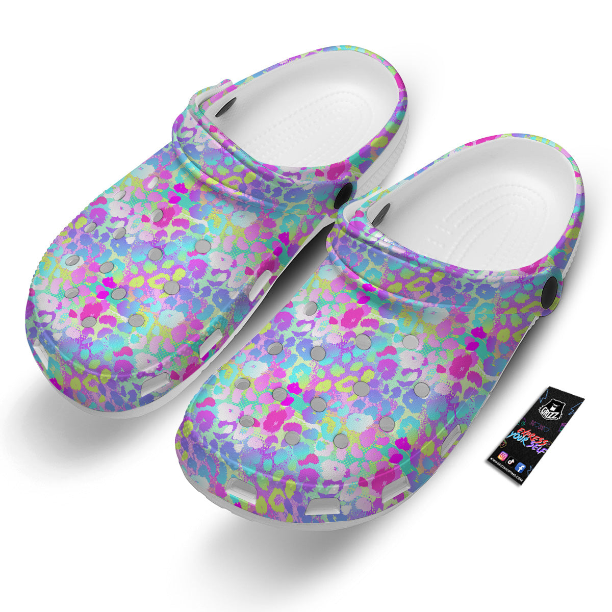 Abstract Leopard Tropical Pastel Print Pattern Clog-grizzshop