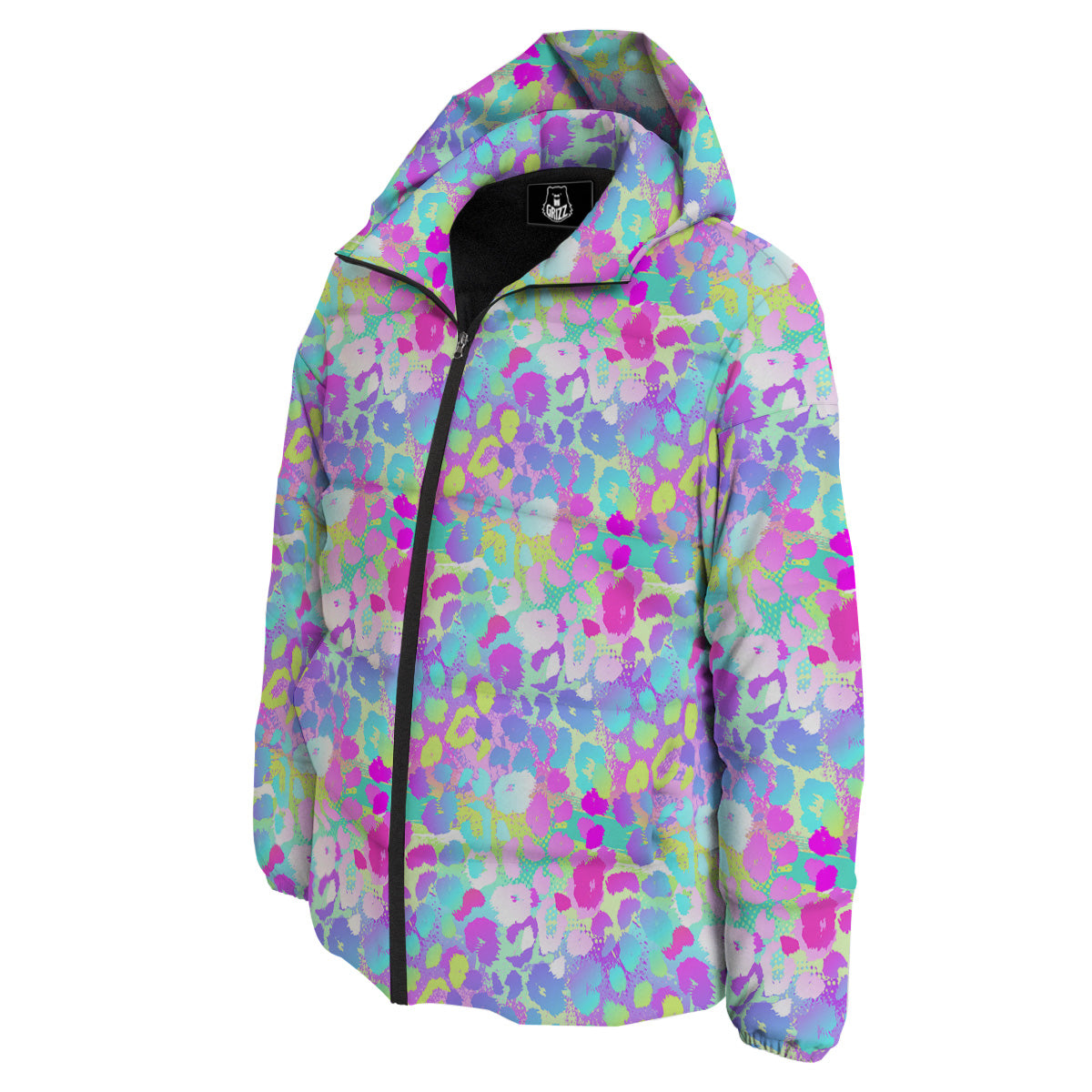 Abstract Leopard Tropical Pastel Print Pattern Down Jacket-grizzshop