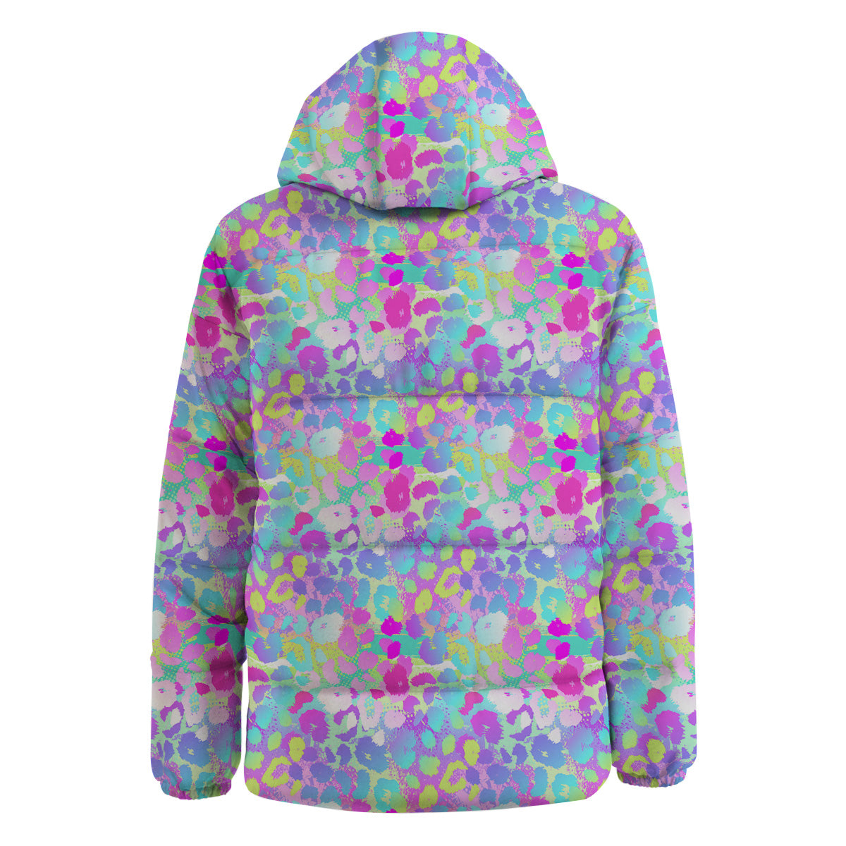 Abstract Leopard Tropical Pastel Print Pattern Down Jacket-grizzshop