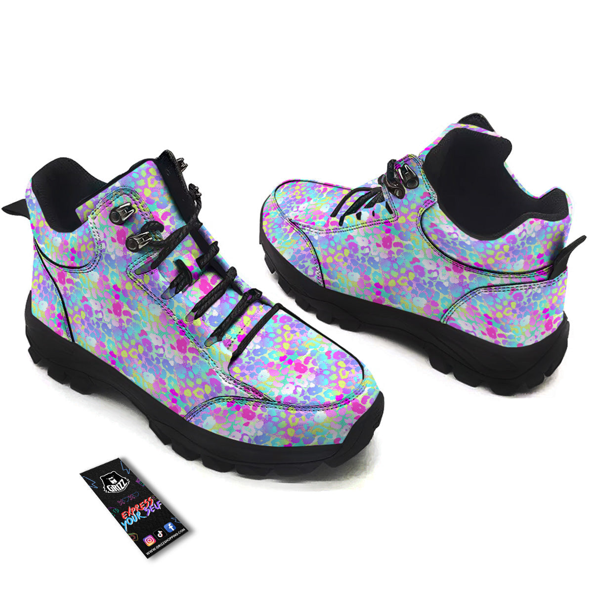 Abstract Leopard Tropical Pastel Print Pattern Hiking Shoes-grizzshop