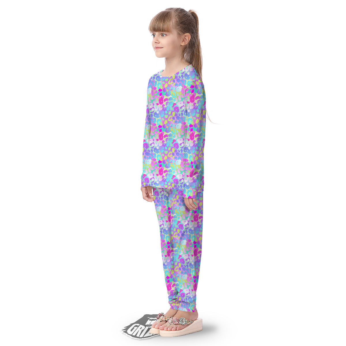 Abstract Leopard Tropical Pastel Print Pattern Kid's Pajamas-grizzshop