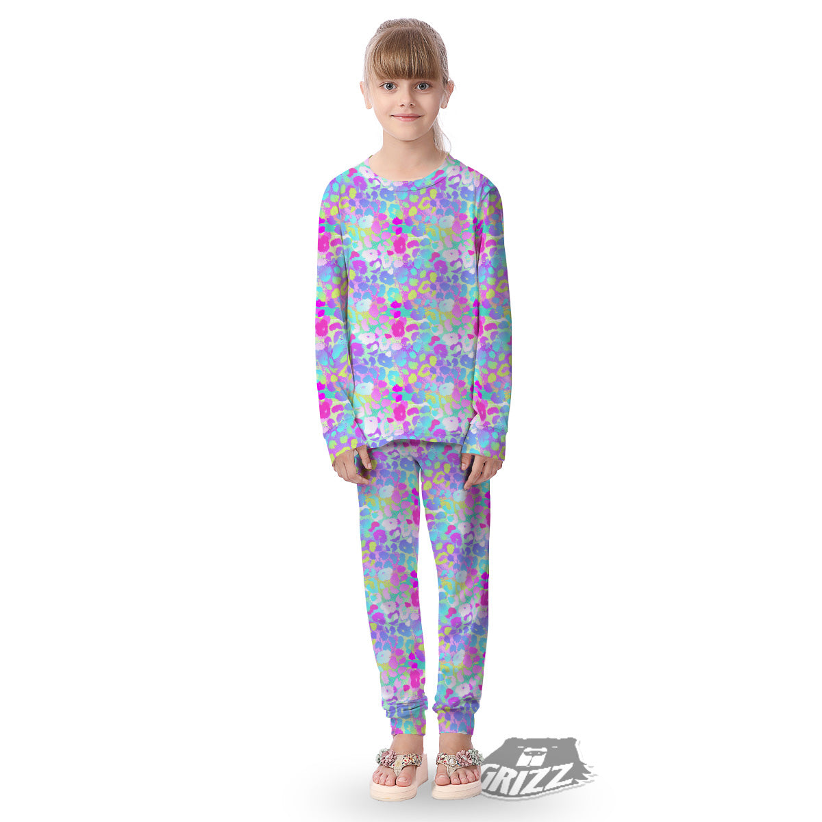 Abstract Leopard Tropical Pastel Print Pattern Kid's Pajamas-grizzshop