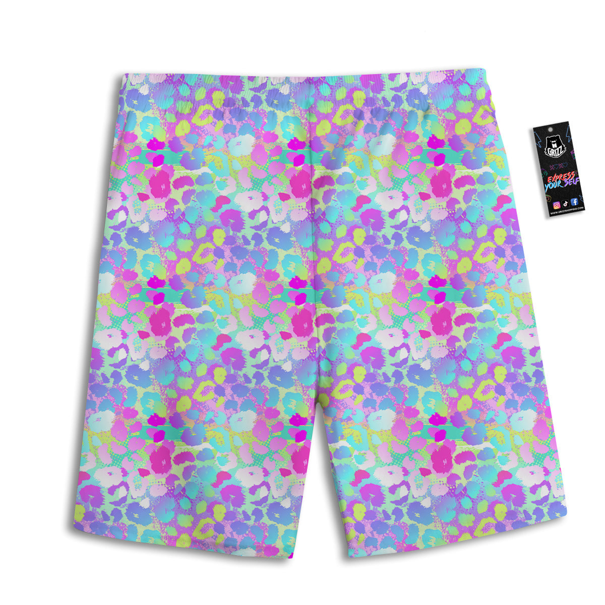 Abstract Leopard Tropical Pastel Print Pattern Men's Athletic Shorts