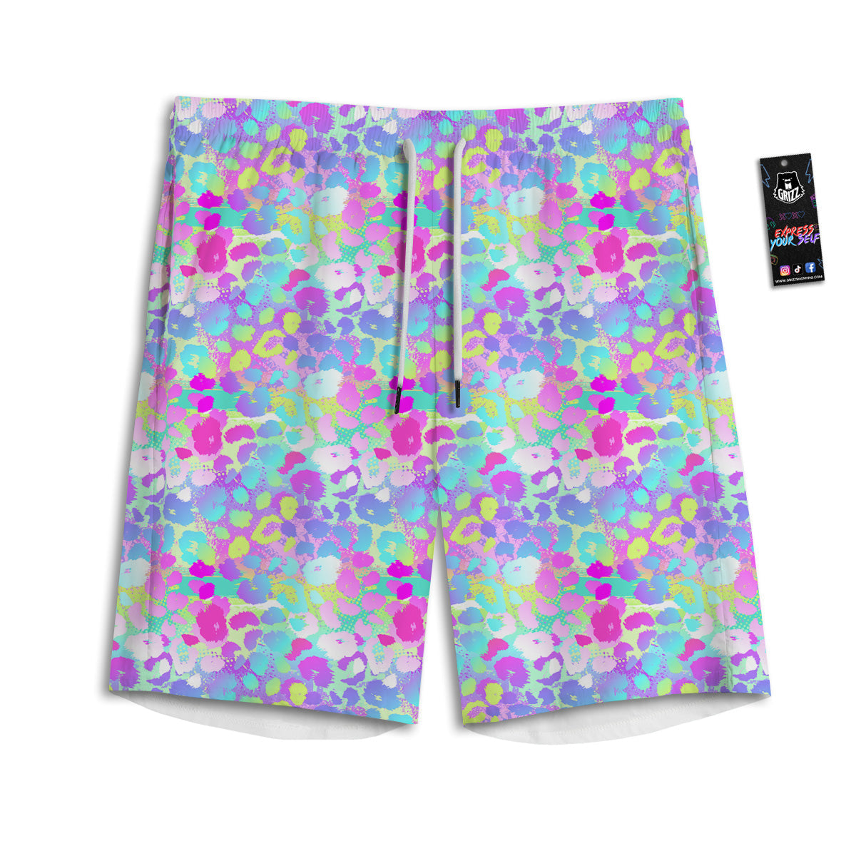 Abstract Leopard Tropical Pastel Print Pattern Men's Athletic Shorts