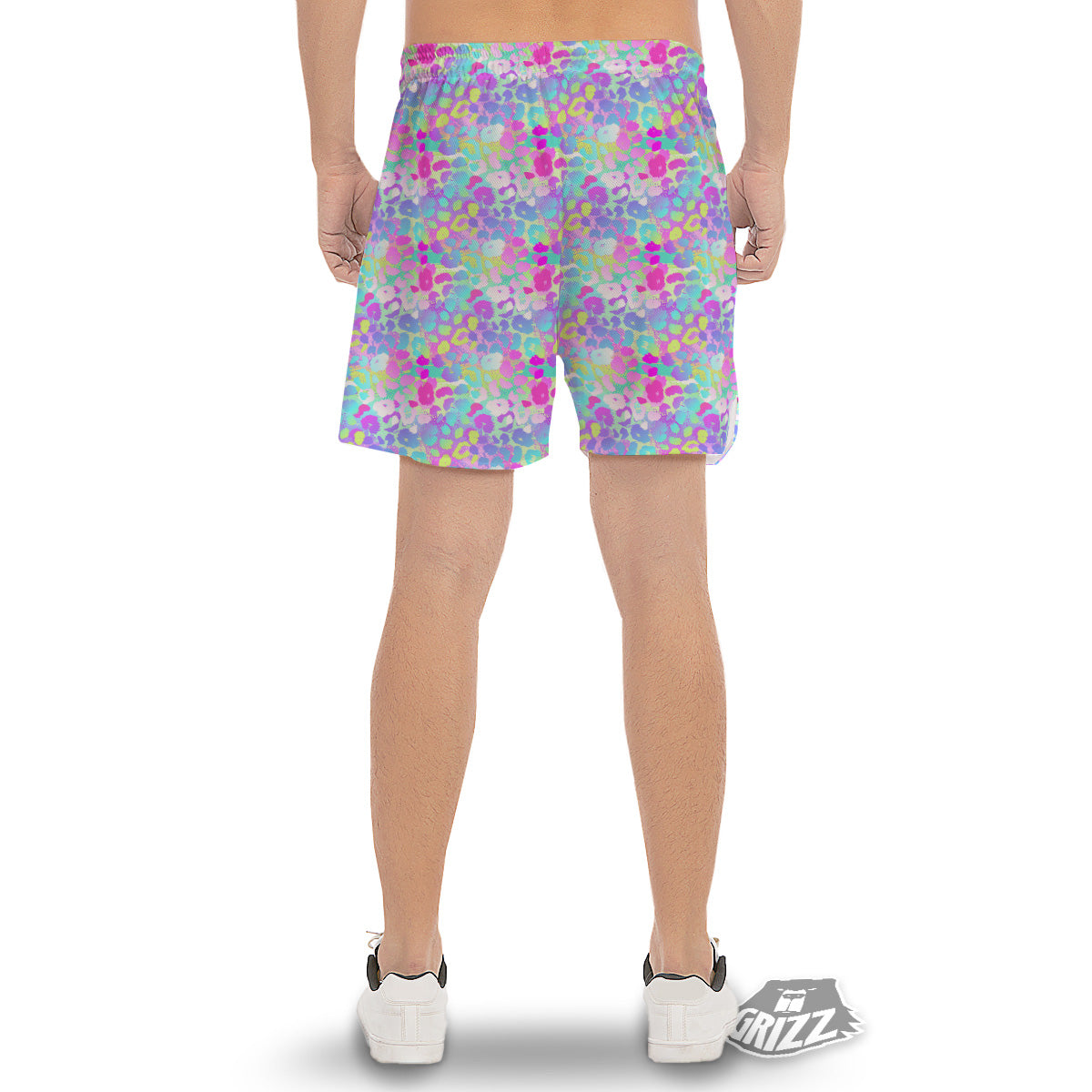 Abstract Leopard Tropical Pastel Print Pattern Men's Gym Shorts-grizzshop