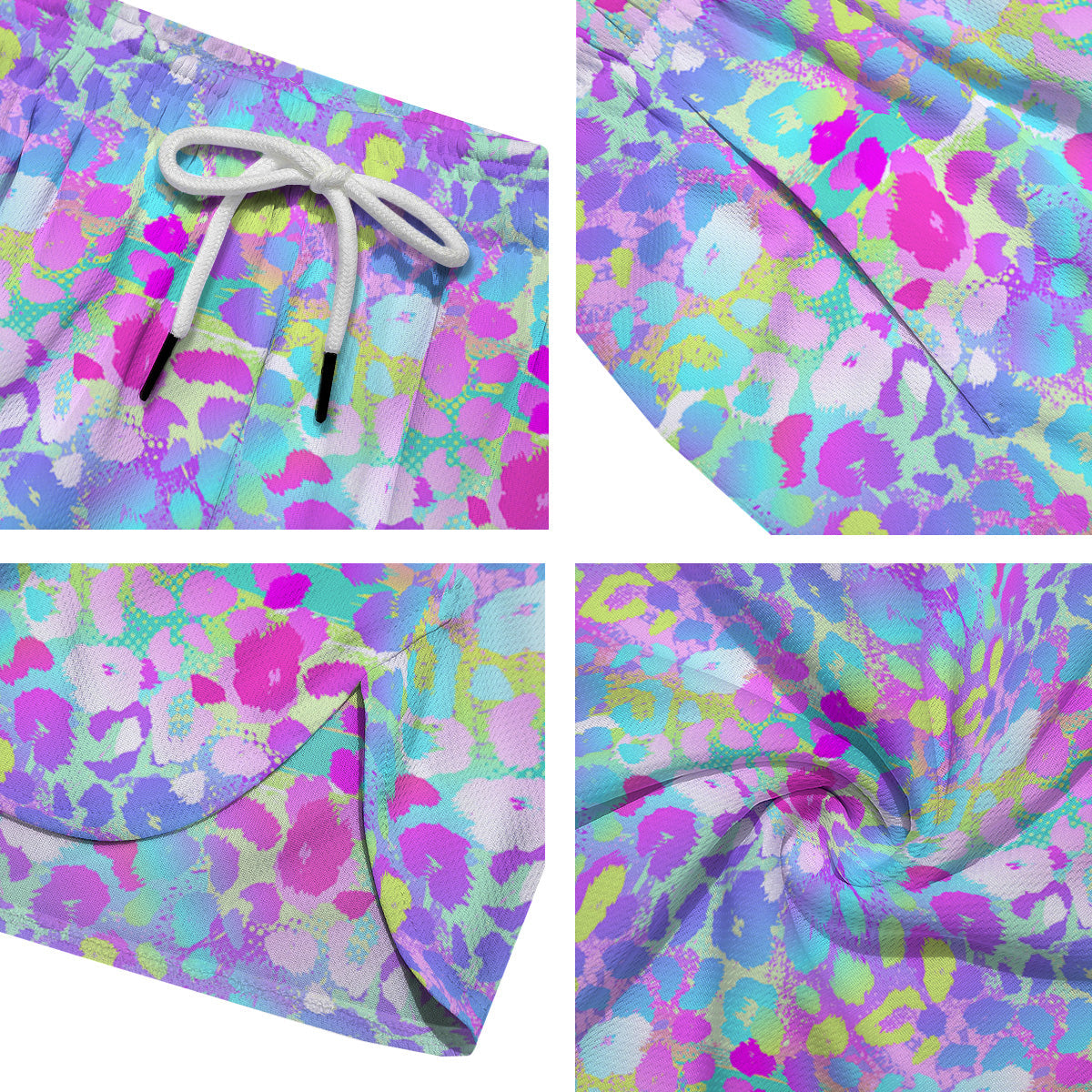 Abstract Leopard Tropical Pastel Print Pattern Men's Running Shorts-grizzshop