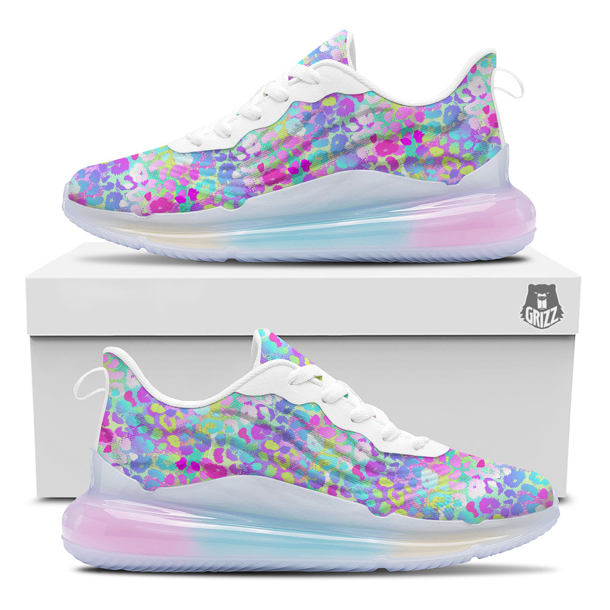 Abstract Leopard Tropical Pastel Print Pattern Running Sneakers-grizzshop
