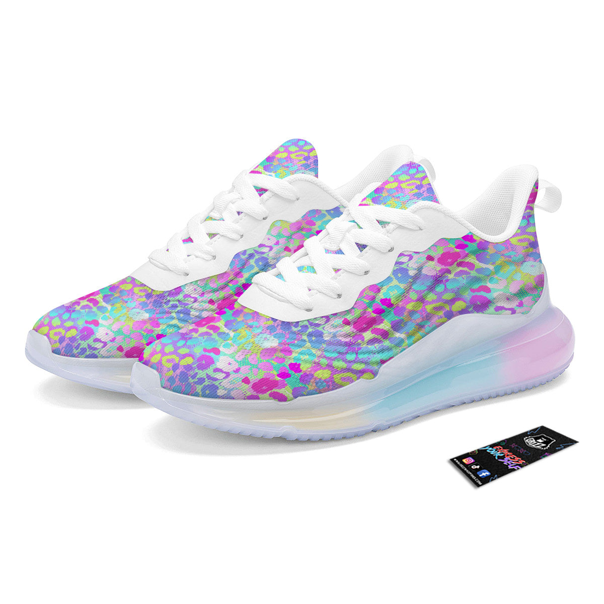 Abstract Leopard Tropical Pastel Print Pattern Running Sneakers-grizzshop