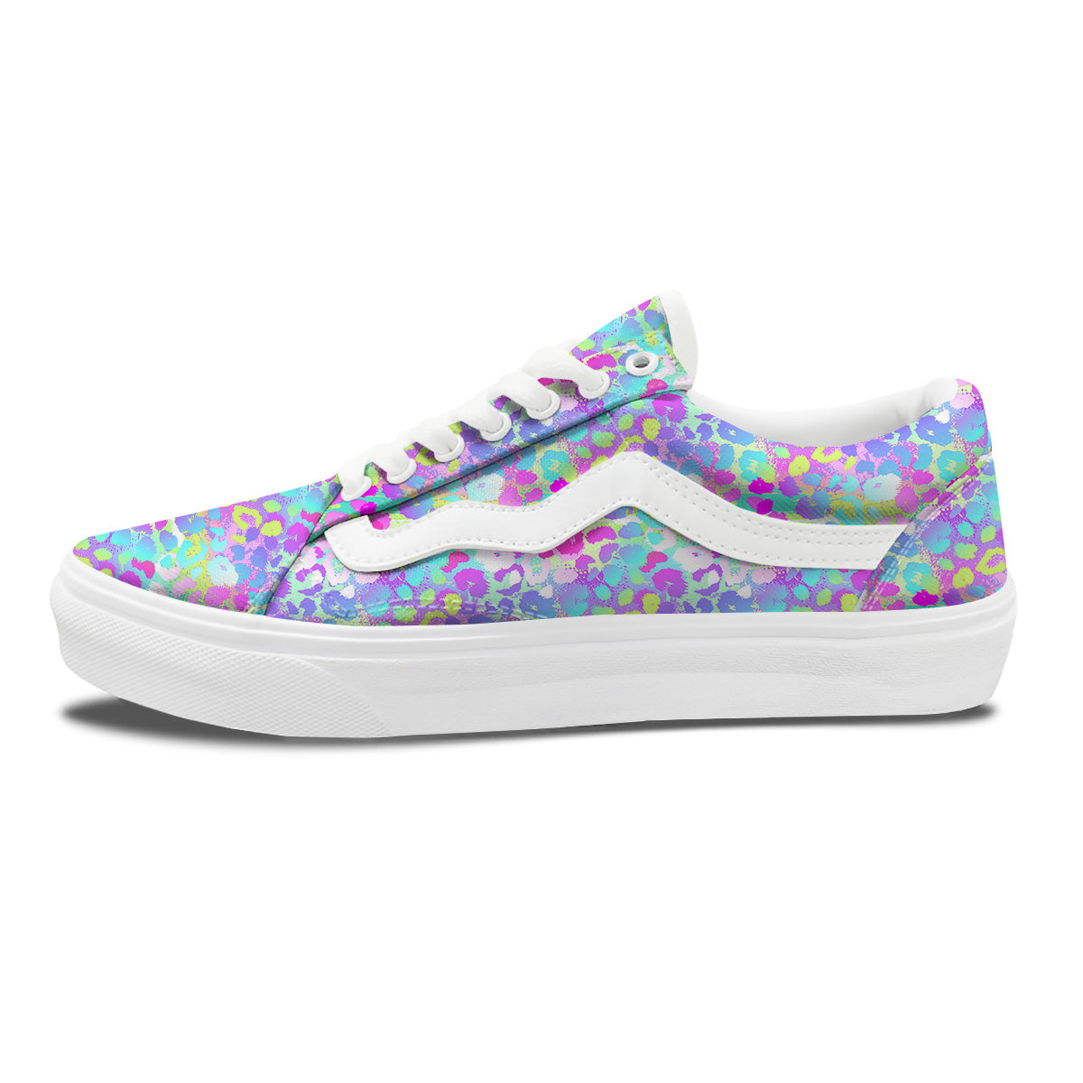 Abstract Leopard Tropical Pastel Print Pattern Skate Shoes-grizzshop