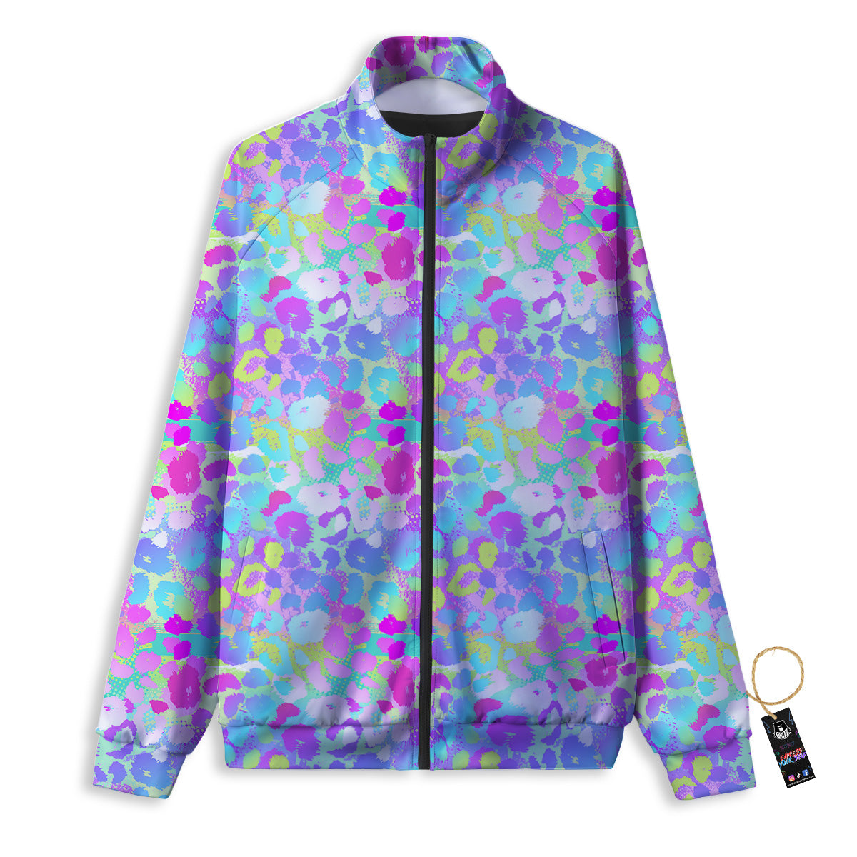 Abstract Leopard Tropical Pastel Print Pattern Track Jacket-grizzshop