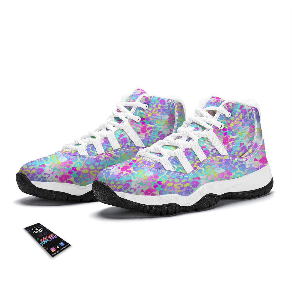 Abstract Leopard Tropical Pastel Print Pattern White Bball Shoes-grizzshop