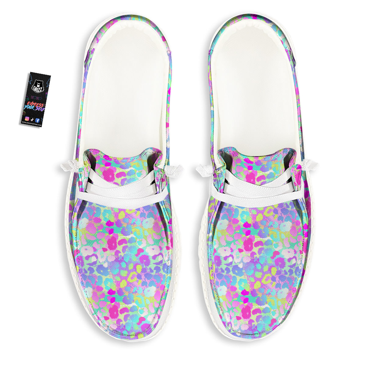 Abstract Leopard Tropical Pastel Print Pattern White Loafers-grizzshop