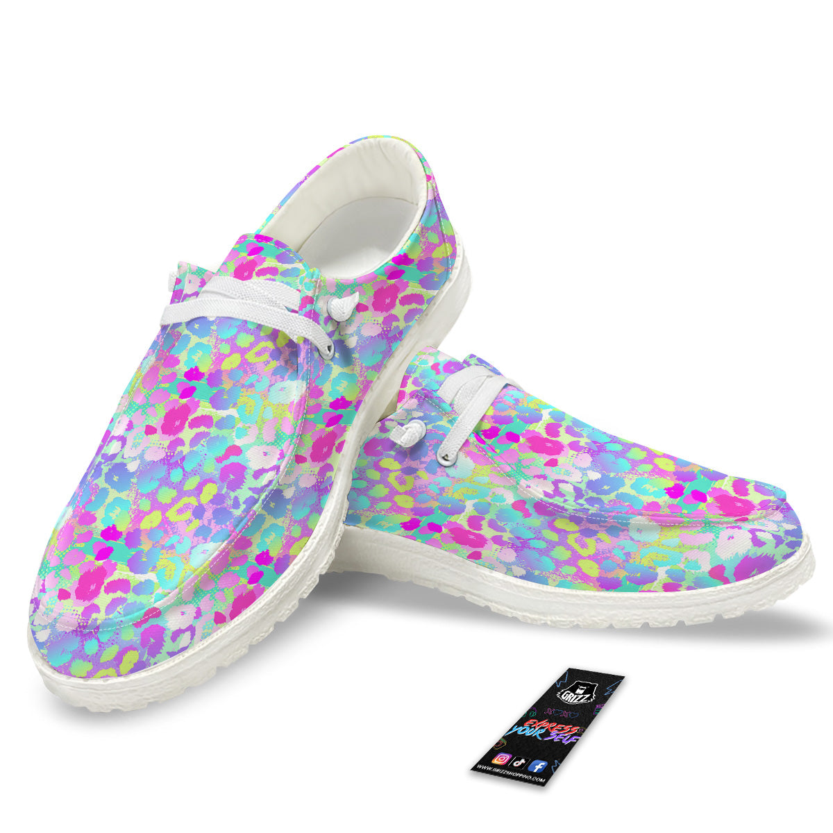 Abstract Leopard Tropical Pastel Print Pattern White Loafers-grizzshop