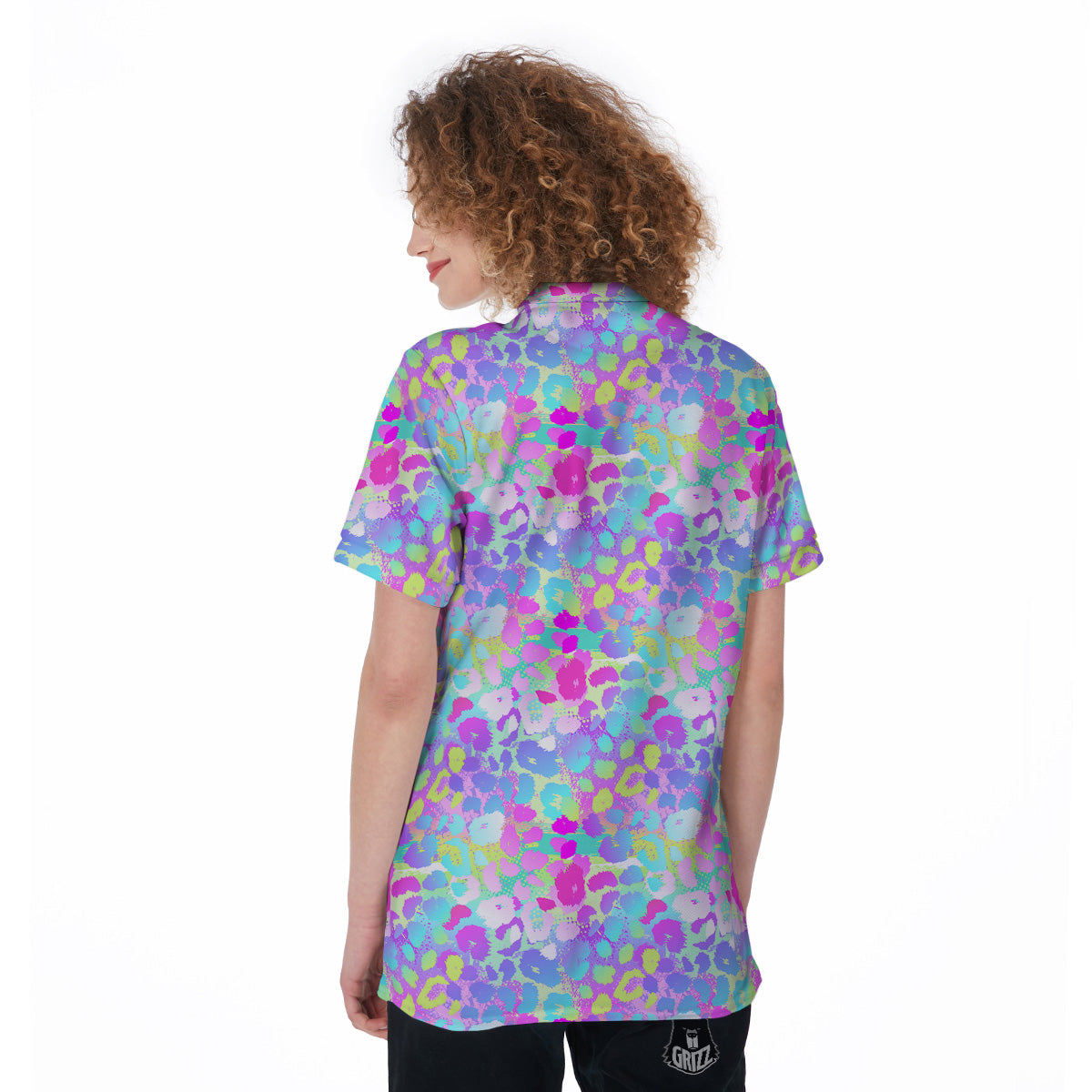 Abstract Leopard Tropical Pastel Print Pattern Women's Golf Shirts-grizzshop