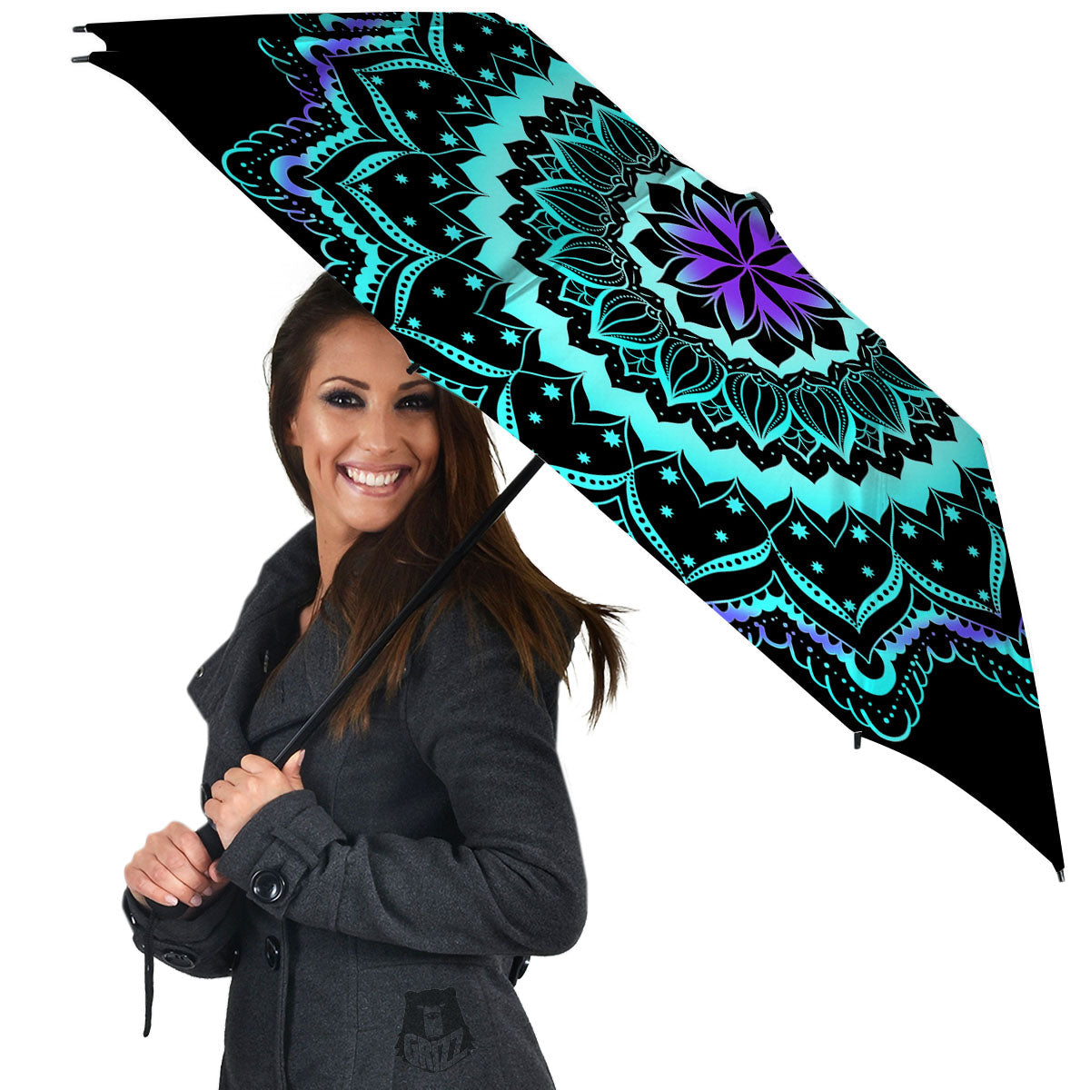 Abstract Mandala Teal And Purple Print Umbrella-grizzshop