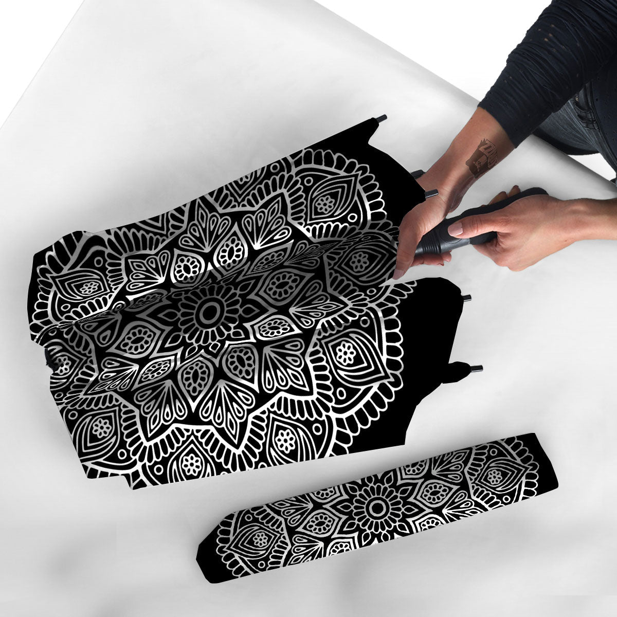 Abstract Mandala White And Black Print Umbrella-grizzshop