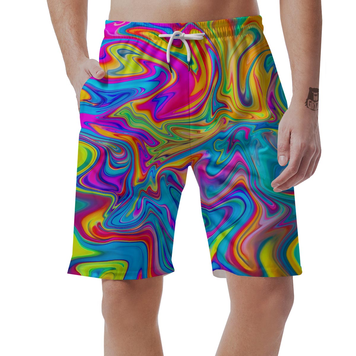 Abstract Mixing Ink Men's Shorts-grizzshop