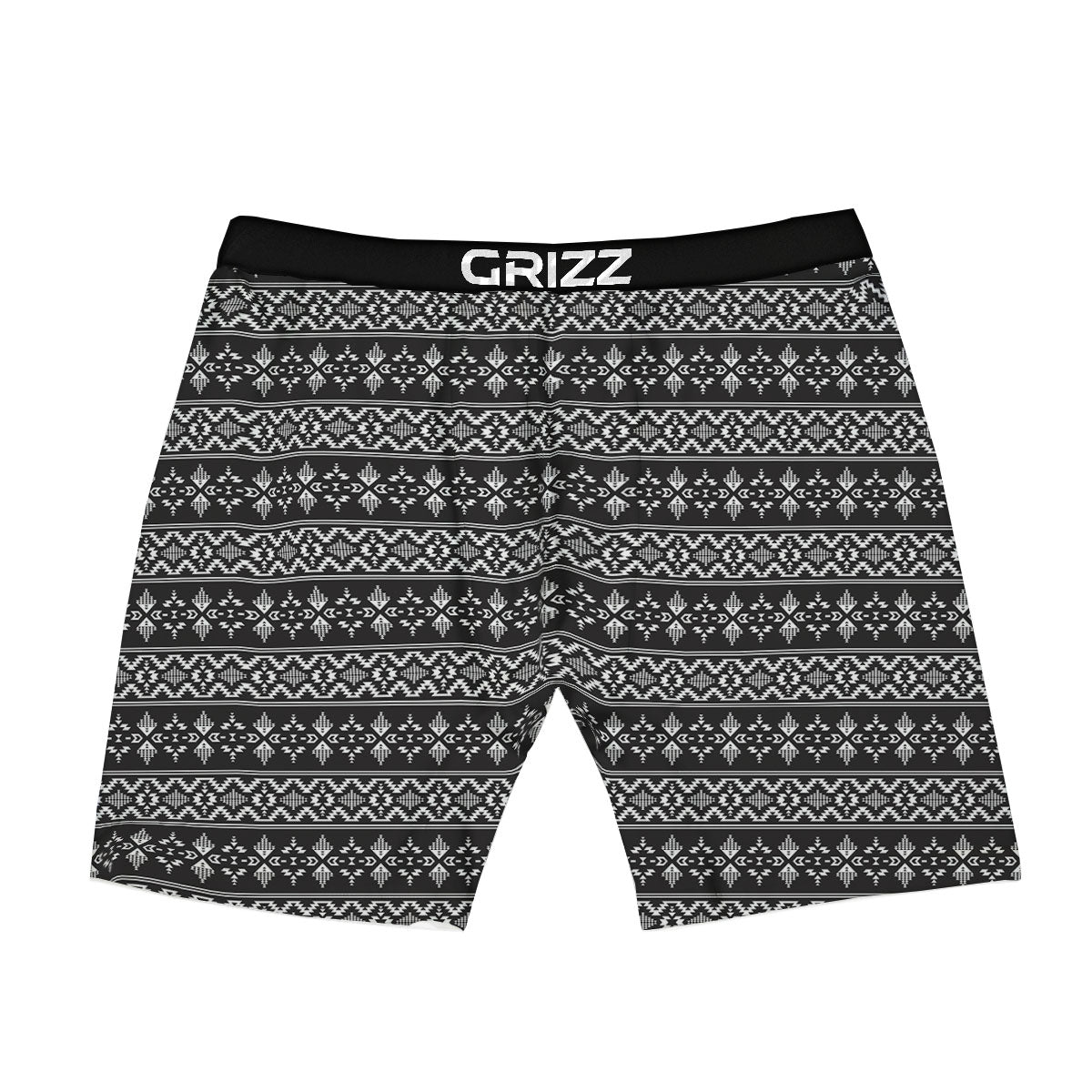 Abstract Navajo White And Black Print Boxer Briefs-grizzshop