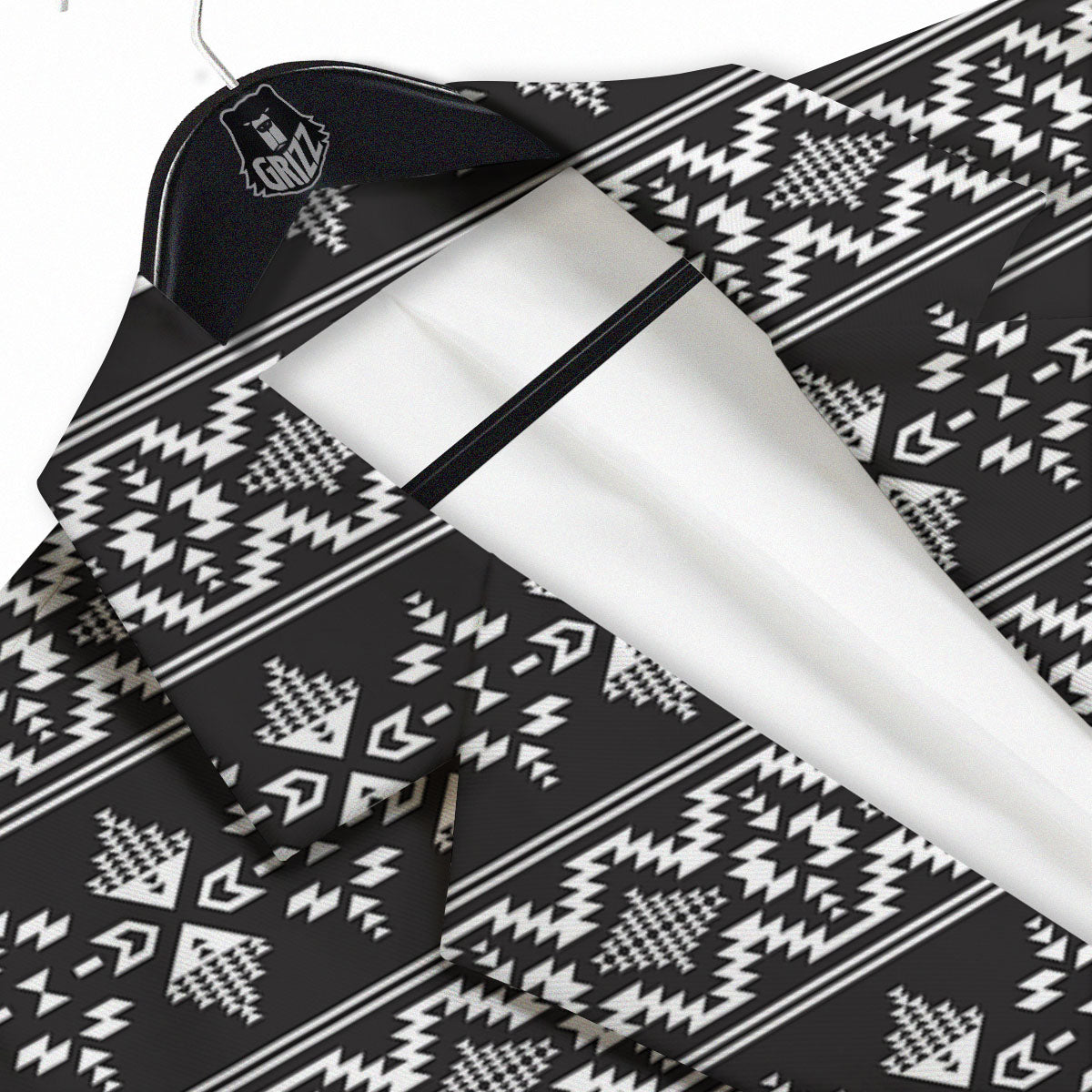 Abstract Navajo White And Black Print Men's Sport Coat-grizzshop