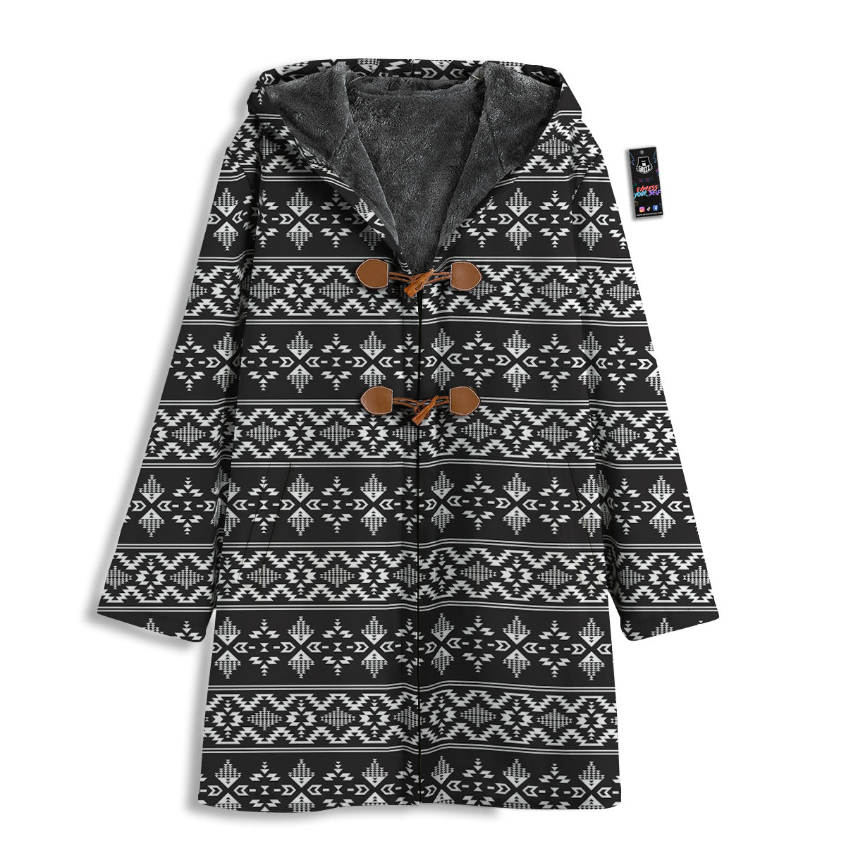 Abstract Navajo White And Black Print Men's Windbreaker Jacket-grizzshop
