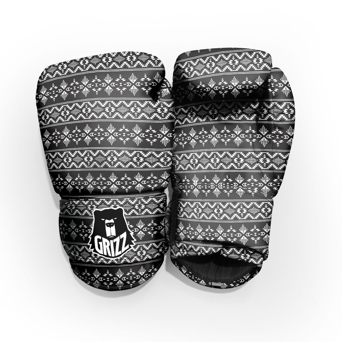 Abstract Navajo White And Black Print Pro Boxing Glove
