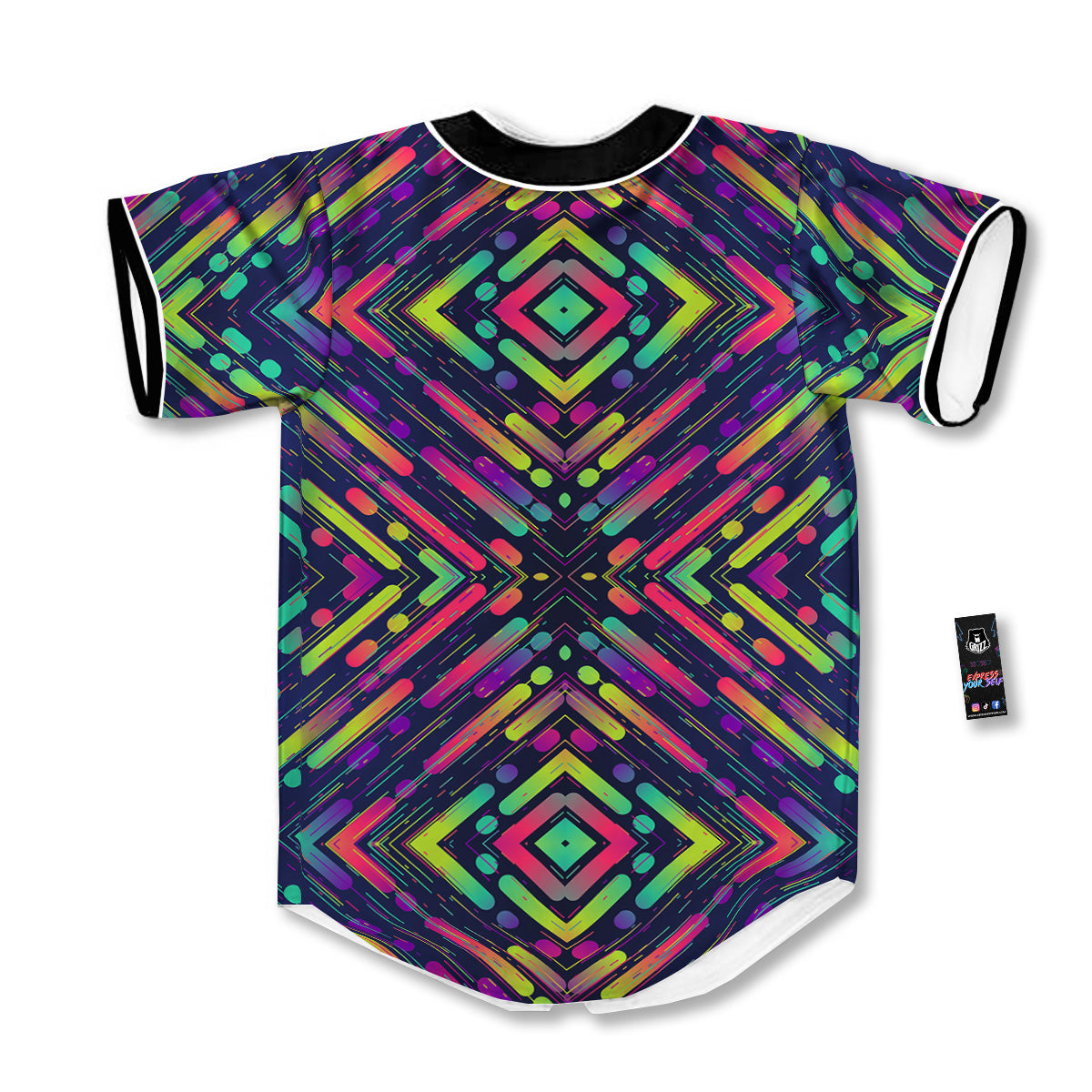 Abstract Neon Colorful Stripes Print Pattern Baseball Jersey-grizzshop